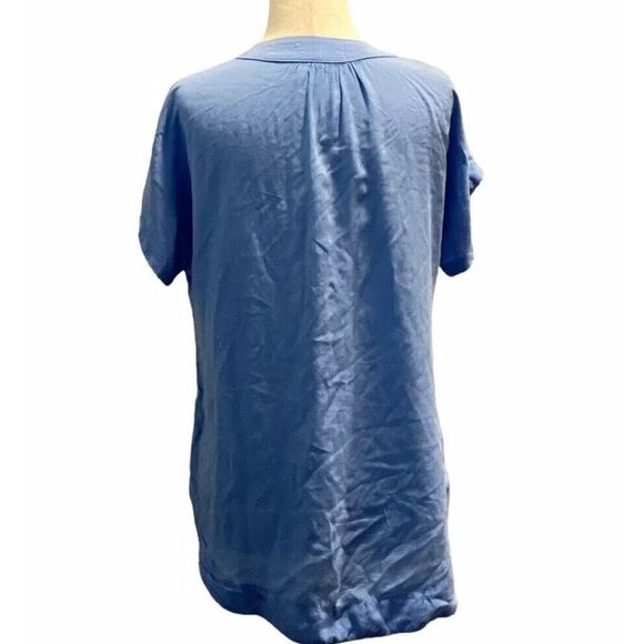 Anthropologie Cloth And Stone Rayon Blue Chambray Blouse 2 Breast Pockets Small - Picture 4 of 9